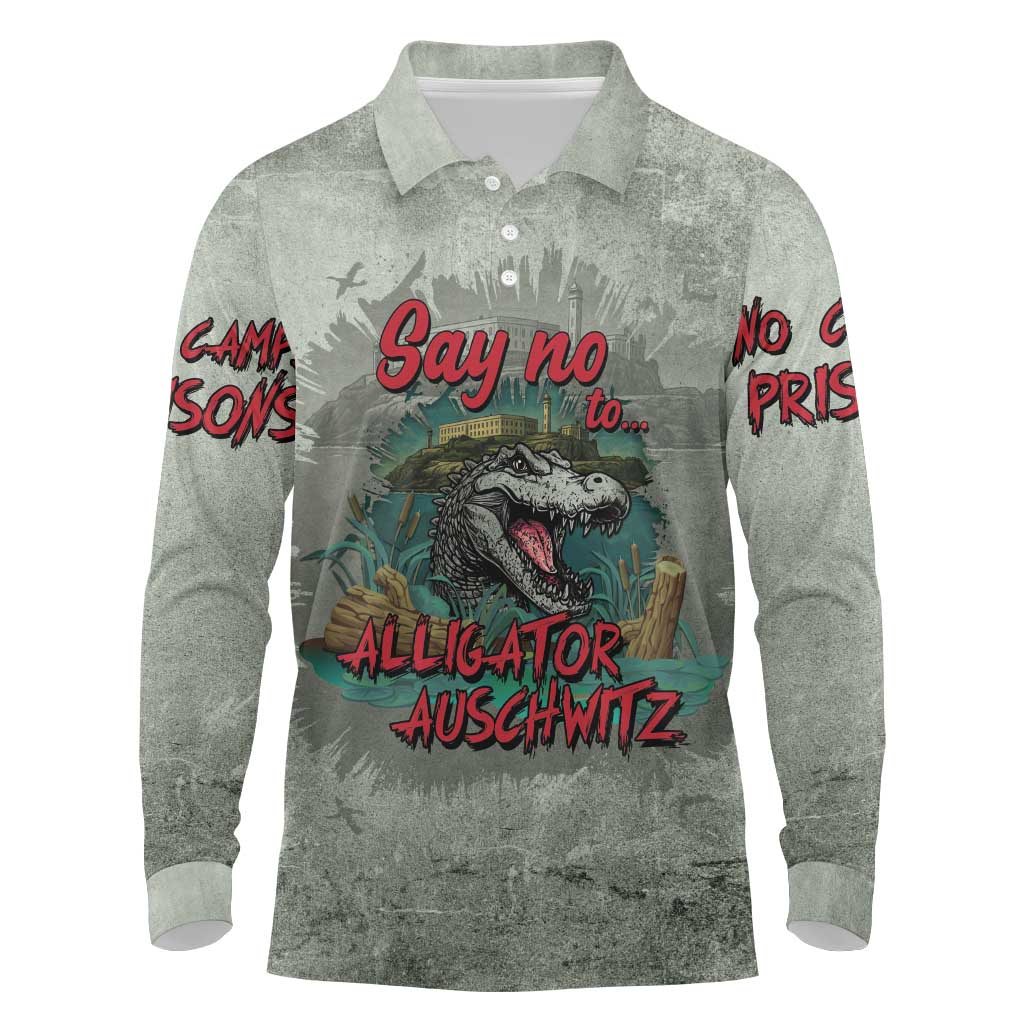 Say No To Alligator Auschwitz Long Sleeve Polo Shirt - Wonder Print Shop
