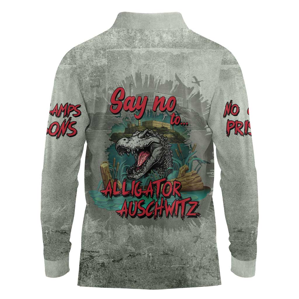 Say No To Alligator Auschwitz Long Sleeve Polo Shirt - Wonder Print Shop