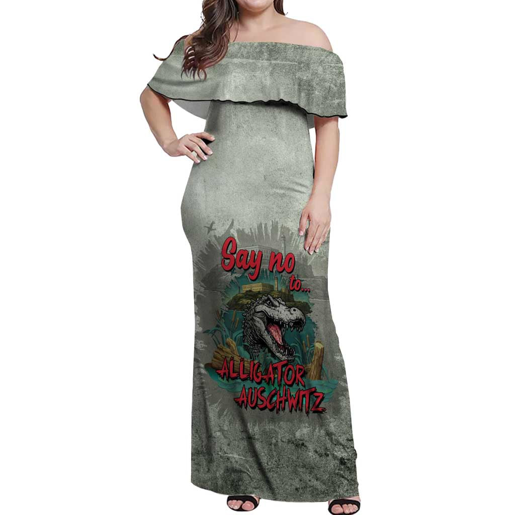 Say No To Alligator Auschwitz Off Shoulder Maxi Dress - Wonder Print Shop