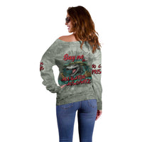 Say No To Alligator Auschwitz Off Shoulder Sweater - Wonder Print Shop