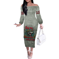 Say No To Alligator Auschwitz Off The Shoulder Long Sleeve Dress - Wonder Print Shop