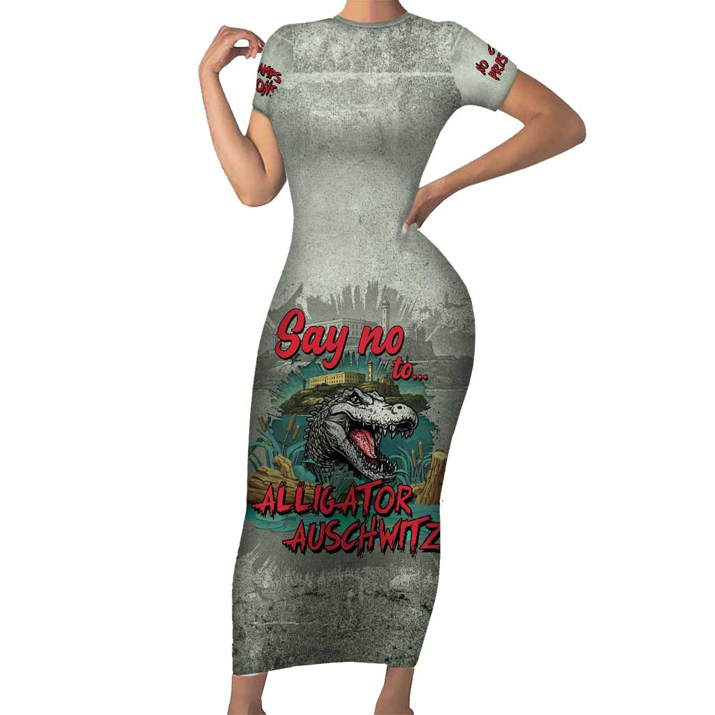 Say No To Alligator Auschwitz Short Sleeve Bodycon Dress - Wonder Print Shop