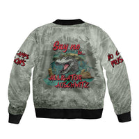 Say No To Alligator Auschwitz Sleeve Zip Bomber Jacket - Wonder Print Shop