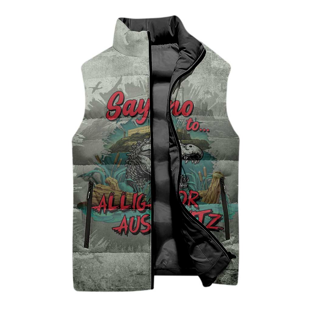 Say No To Alligator Auschwitz Sleeveless Puffer Jacket - Wonder Print Shop