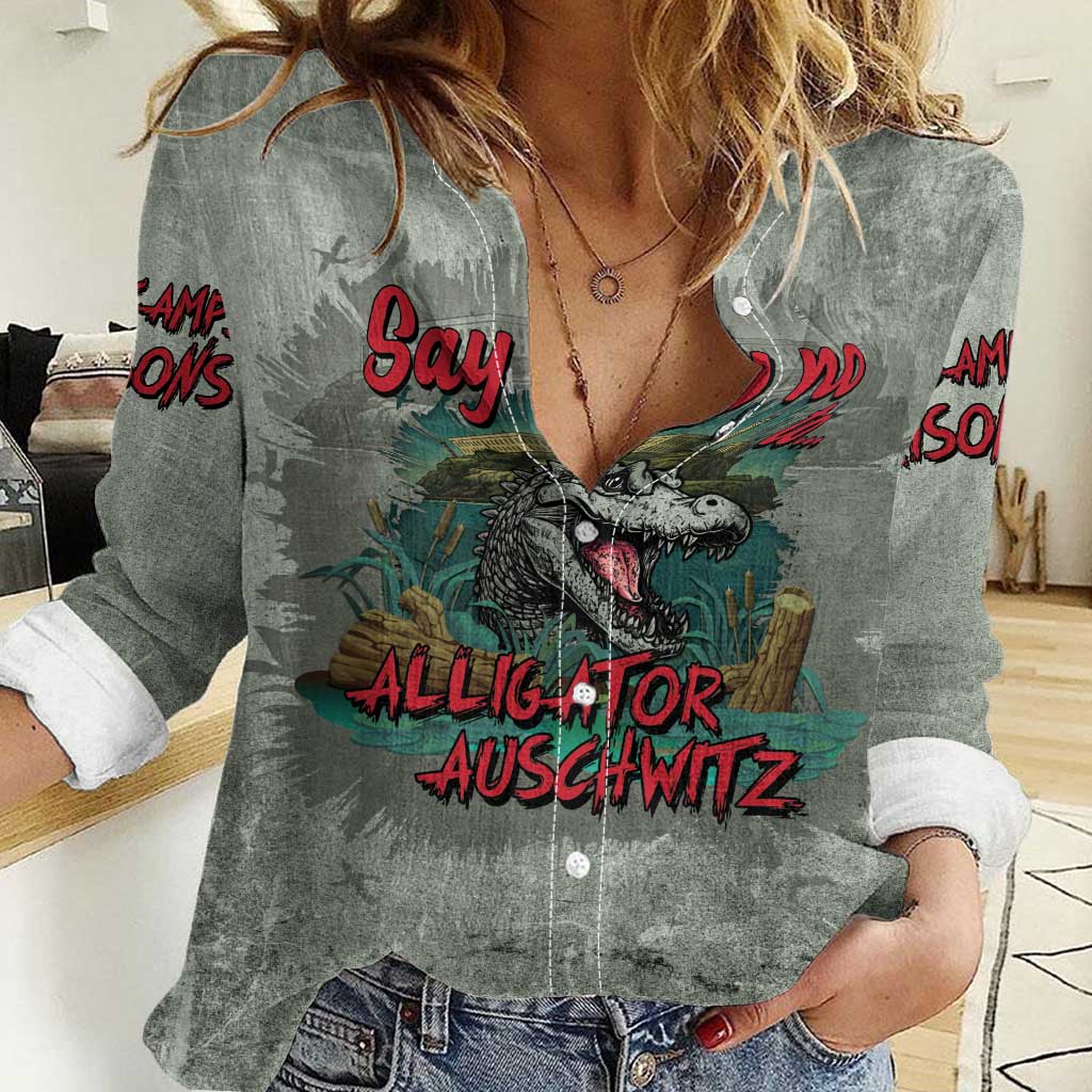 Say No To Alligator Auschwitz Women Casual Shirt - Wonder Print Shop