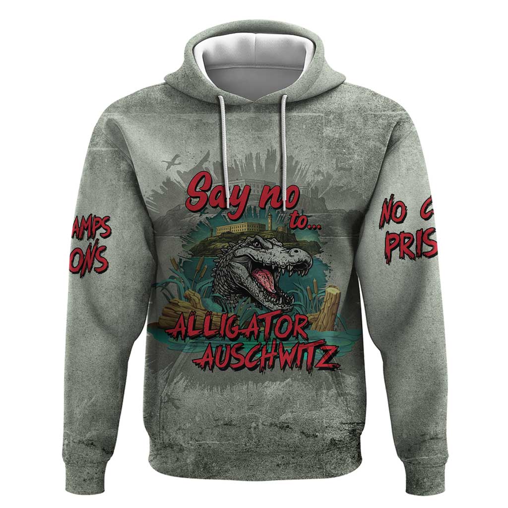 Say No To Alligator Auschwitz Zip Hoodie - Wonder Print Shop