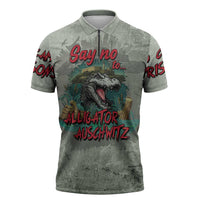 Say No To Alligator Auschwitz Zipper Polo Shirt - Wonder Print Shop