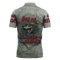 Say No To Alligator Auschwitz Zipper Polo Shirt - Wonder Print Shop