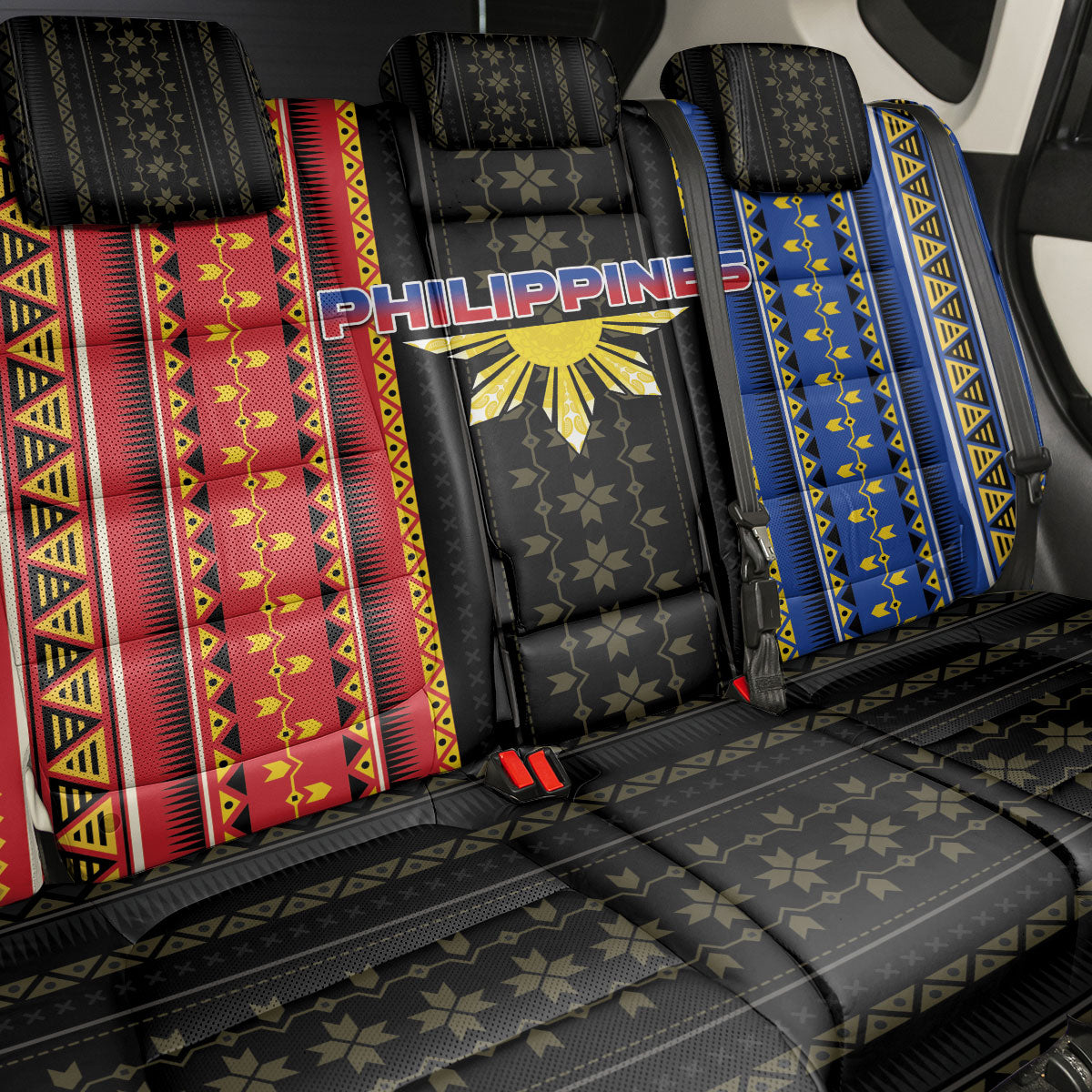 Philippines Filipinos Back Car Seat Cover Igorot Tribal Inspiration Pattern Style
