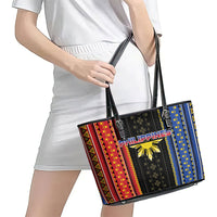 Philippines Filipinos Leather Tote Bag Igorot Tribal Inspiration Pattern Style