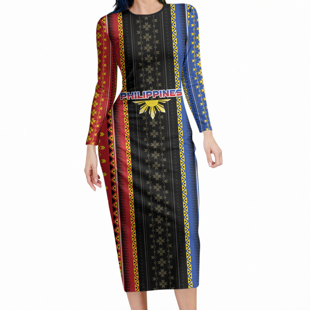 Personalised Philippines Filipinos Long Sleeve Bodycon Dress Igorot Tribal Inspiration Pattern Style LT05