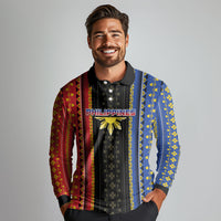 Personalised Philippines Filipinos Long Sleeve Polo Shirt Igorot Tribal Inspiration Pattern Style