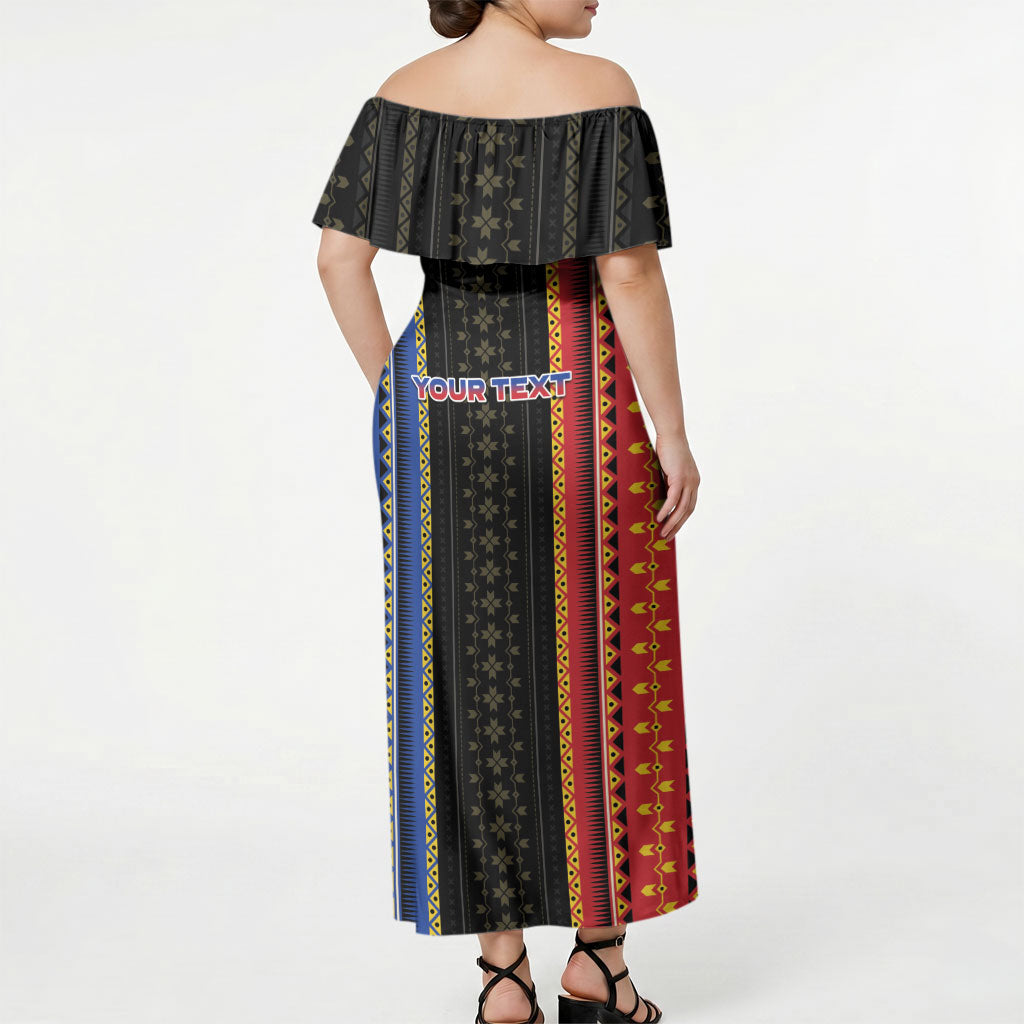 Personalised Philippines Filipinos Off Shoulder Maxi Dress Igorot Tribal Inspiration Pattern Style