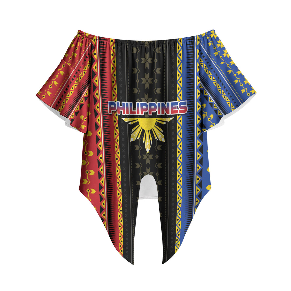 Personalised Philippines Filipinos Off Shoulder Wrap Waist Top Igorot Tribal Inspiration Pattern Style