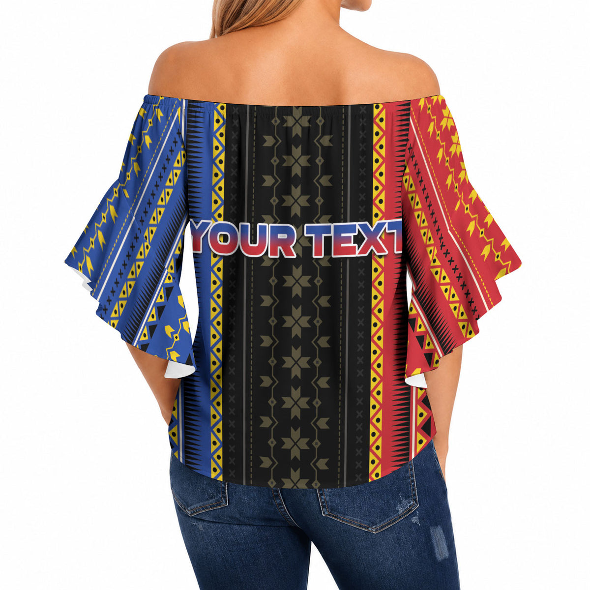 Personalised Philippines Filipinos Off Shoulder Wrap Waist Top Igorot Tribal Inspiration Pattern Style