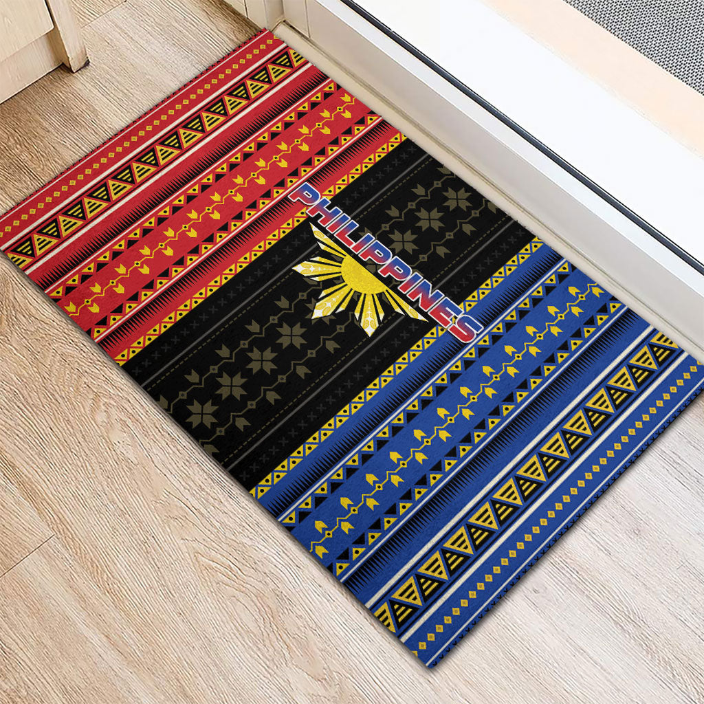 Philippines Filipinos Rubber Doormat Igorot Tribal Inspiration Pattern Style