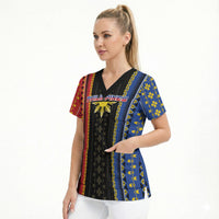 Personalised Philippines Filipinos Scrub Top Igorot Tribal Inspiration Pattern Style
