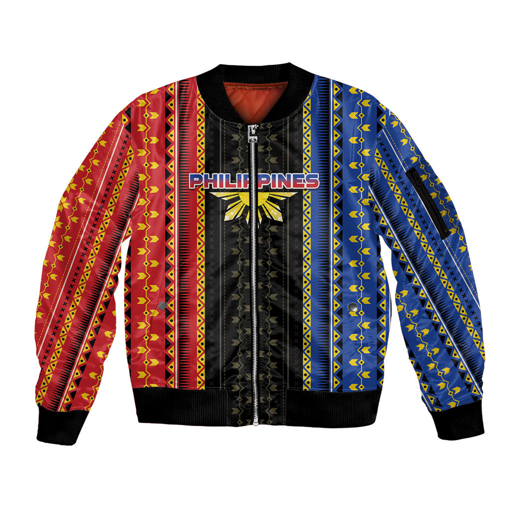 Personalised Philippines Filipinos Sleeve Zip Bomber Jacket Igorot Tribal Inspiration Pattern Style