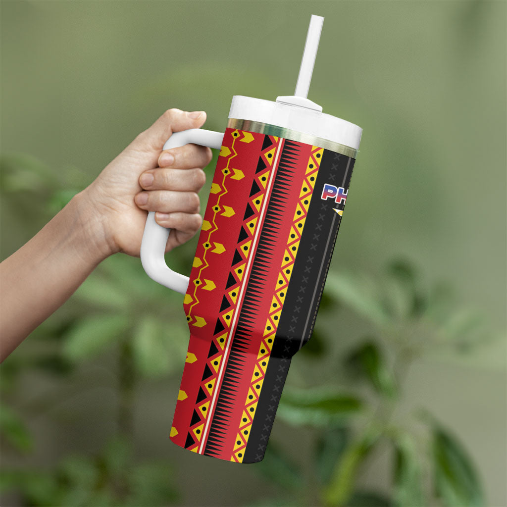 Philippines Filipinos Tumbler With Handle Igorot Tribal Inspiration Pattern Style