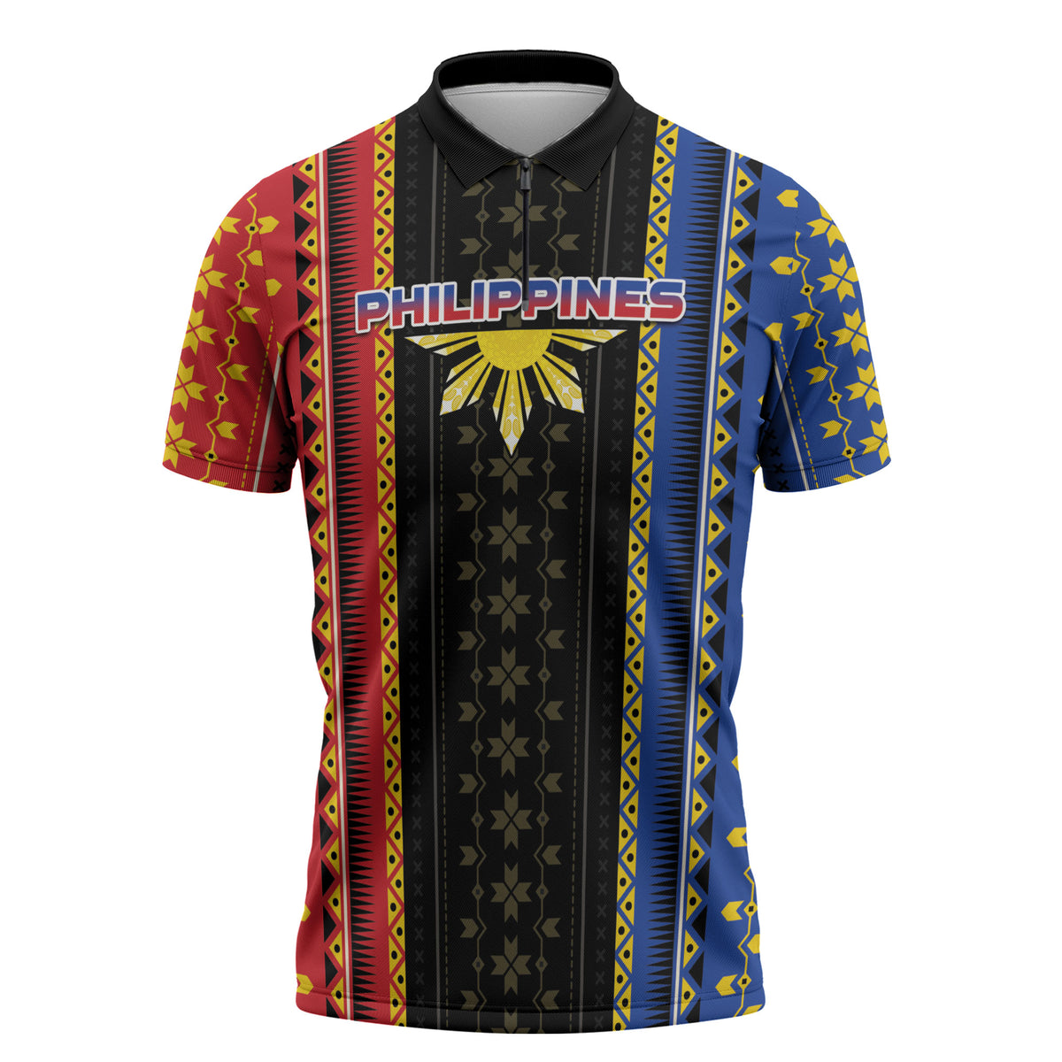 Personalised Philippines Filipinos Zipper Polo Shirt Igorot Tribal Inspiration Pattern Style