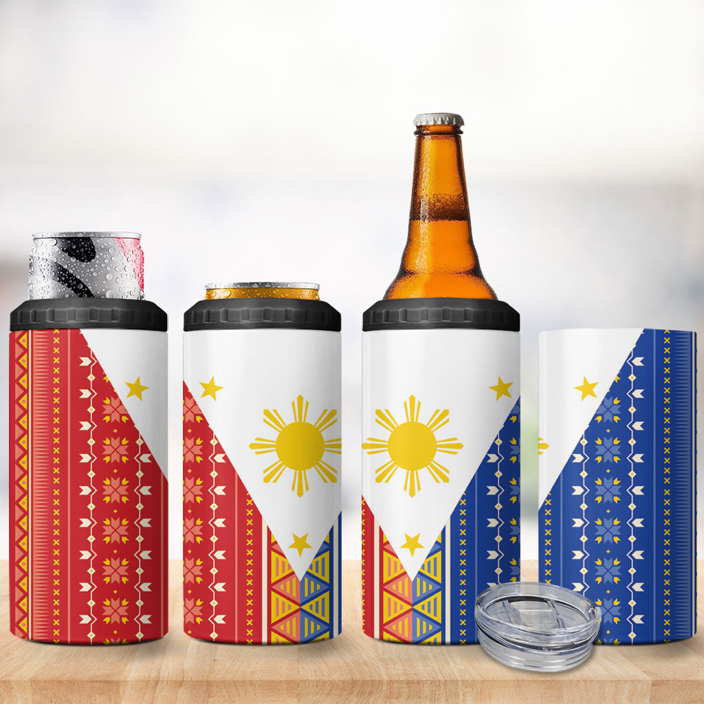 Philippines Sun 4 in 1 Can Cooler Tumbler Igorot Tribal Inspiration