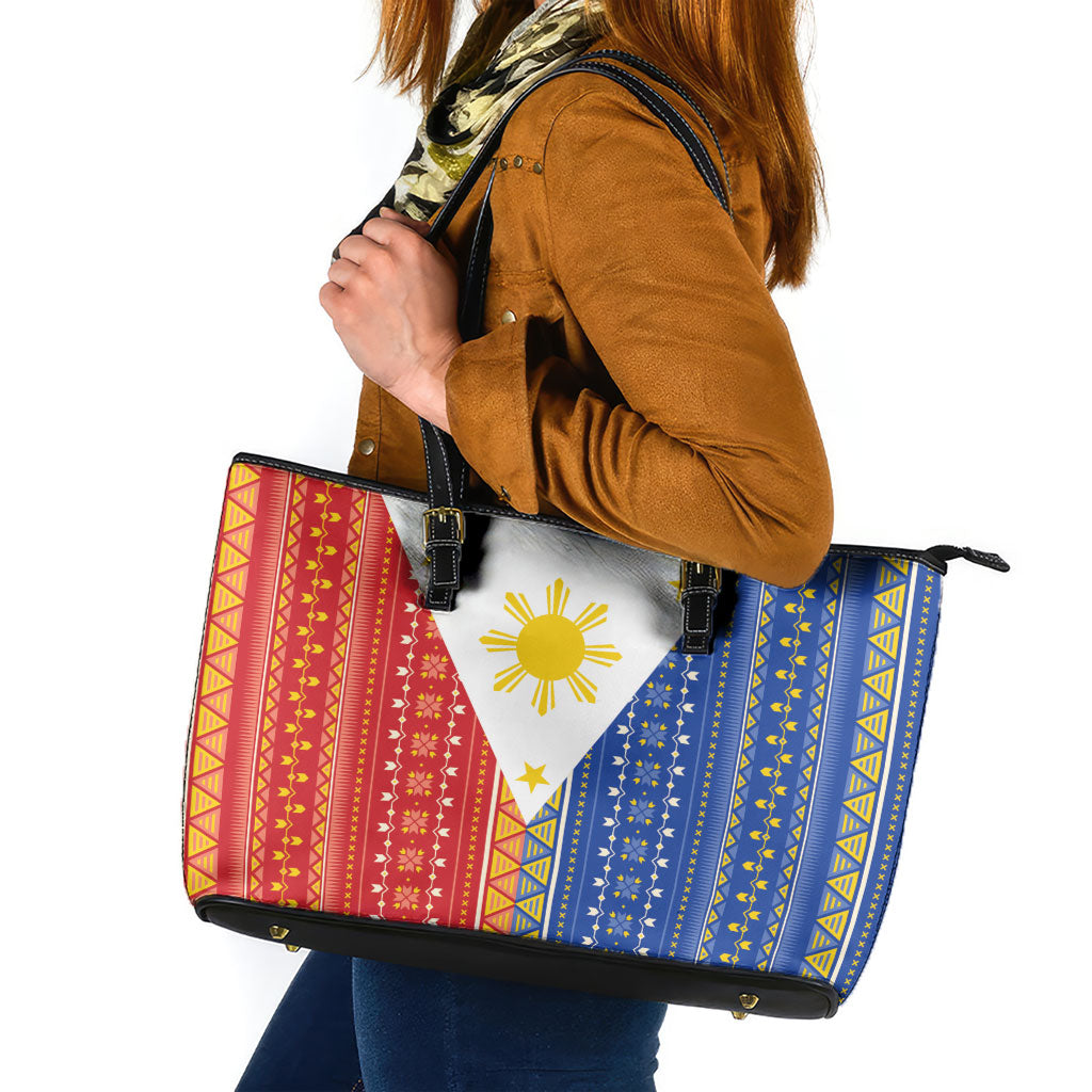 Philippines Sun Leather Tote Bag Igorot Tribal Inspiration