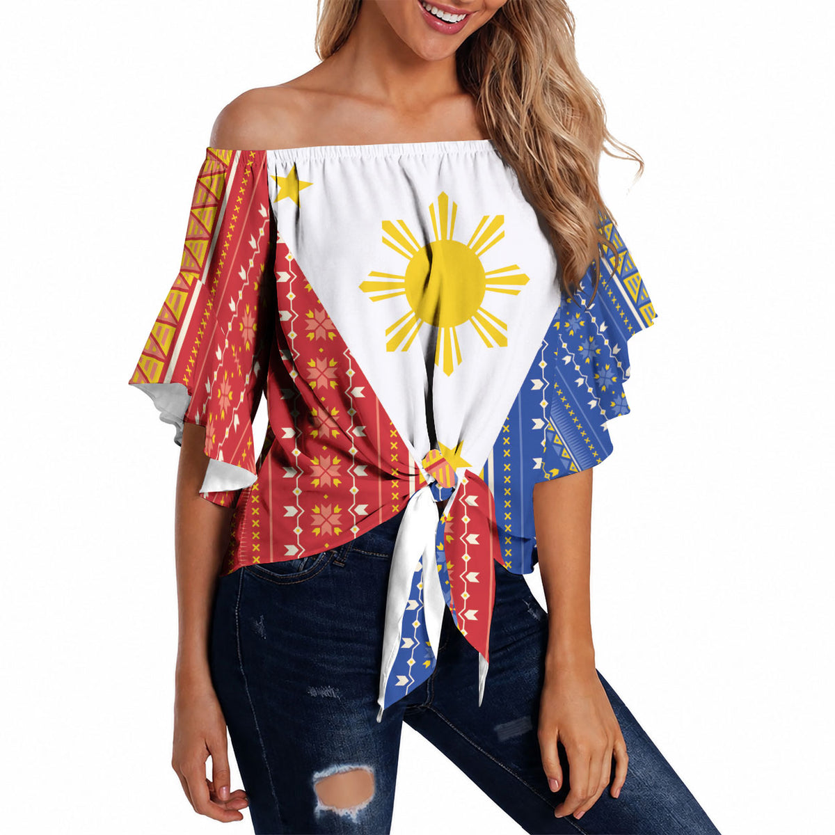 Philippines Sun Off Shoulder Wrap Waist Top Igorot Tribal Inspiration