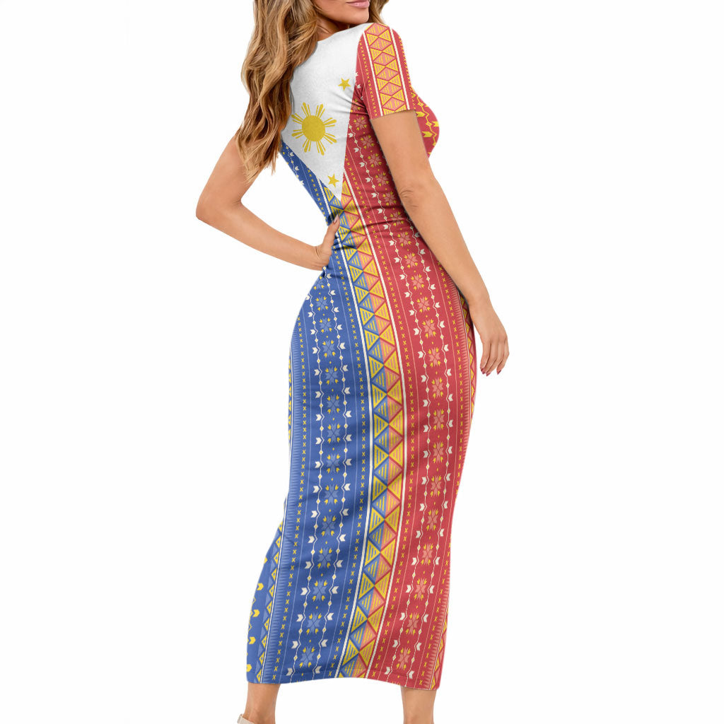 Philippines Sun Short Sleeve Bodycon Dress Igorot Tribal Inspiration