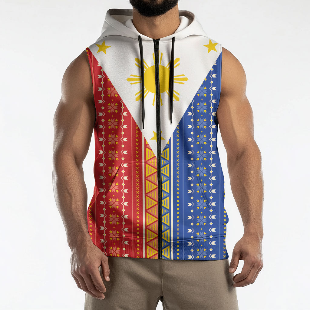 Philippines Sun Sleeveless Zip Hoodie Igorot Tribal Inspiration