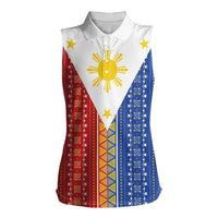 Philippines Sun Women Sleeveless Polo Shirt Igorot Tribal Inspiration