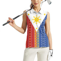 Philippines Sun Women Sleeveless Polo Shirt Igorot Tribal Inspiration