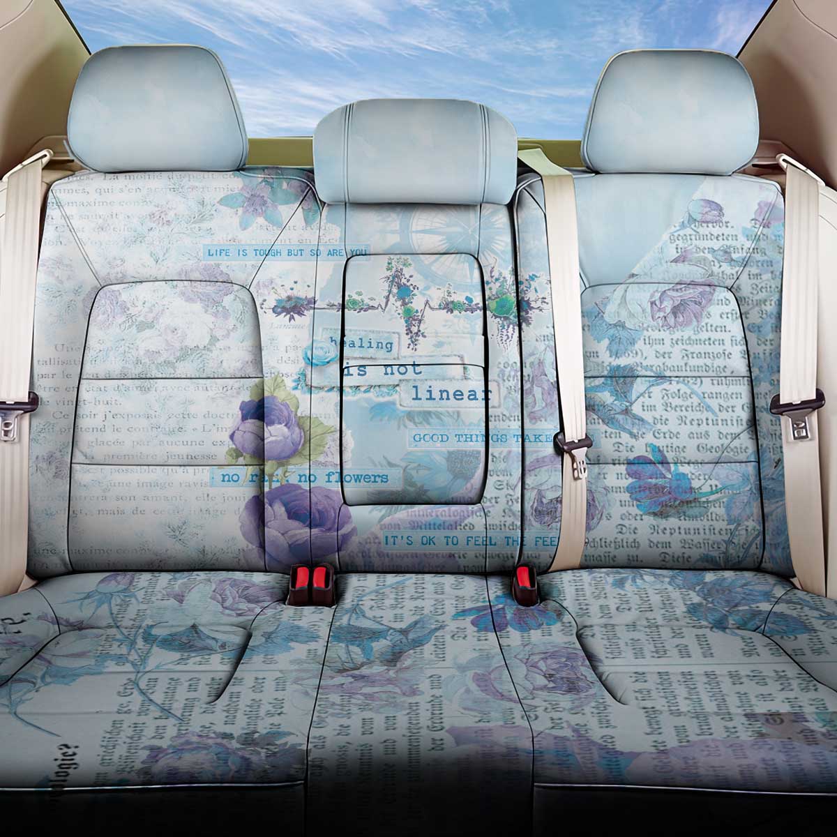 Mental Health Back Car Seat Cover Healing Is Not Linear - Wonder Print Shop