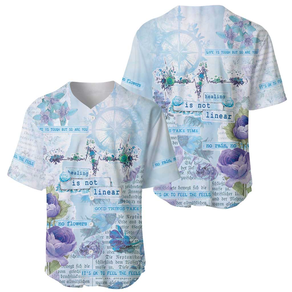 Mental Health Baseball Jersey Healing Is Not Linear - Wonder Print Shop