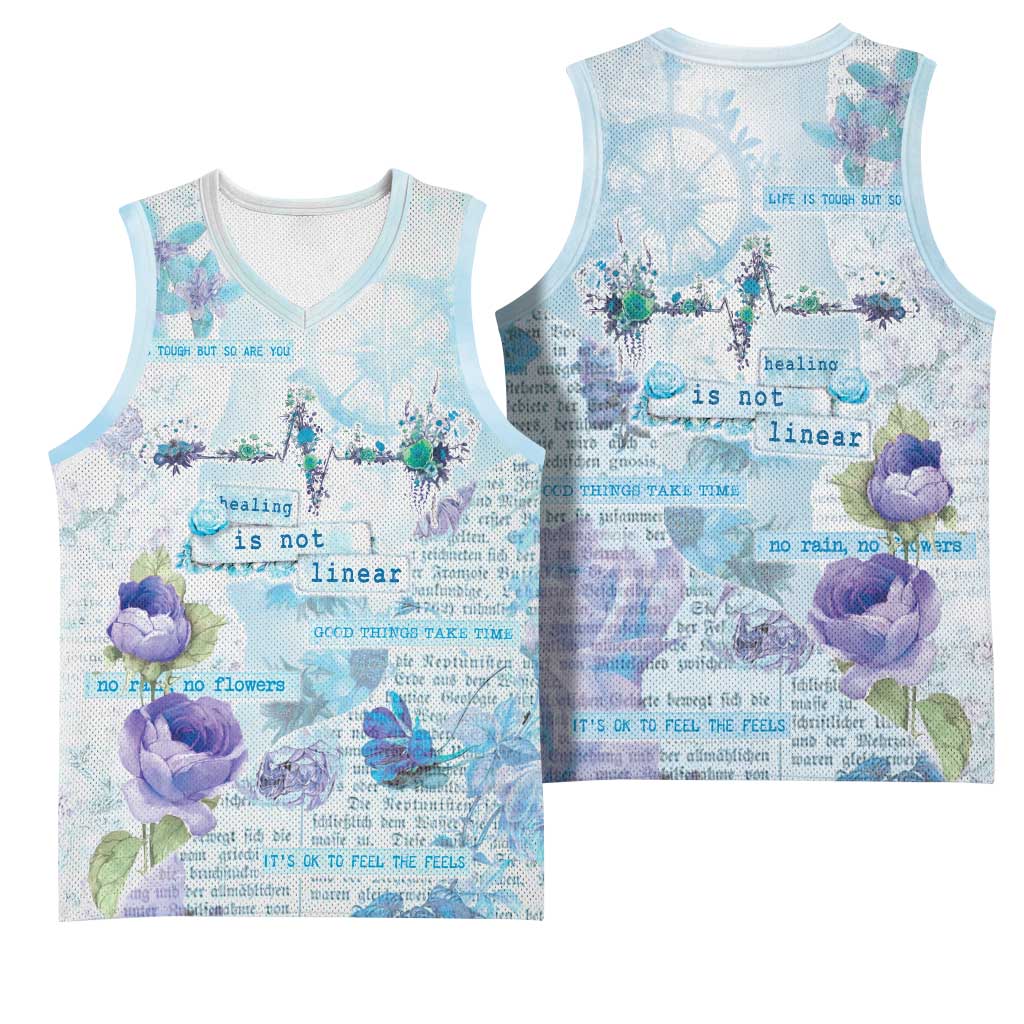 Mental Health Basketball Jersey Healing Is Not Linear - Wonder Print Shop