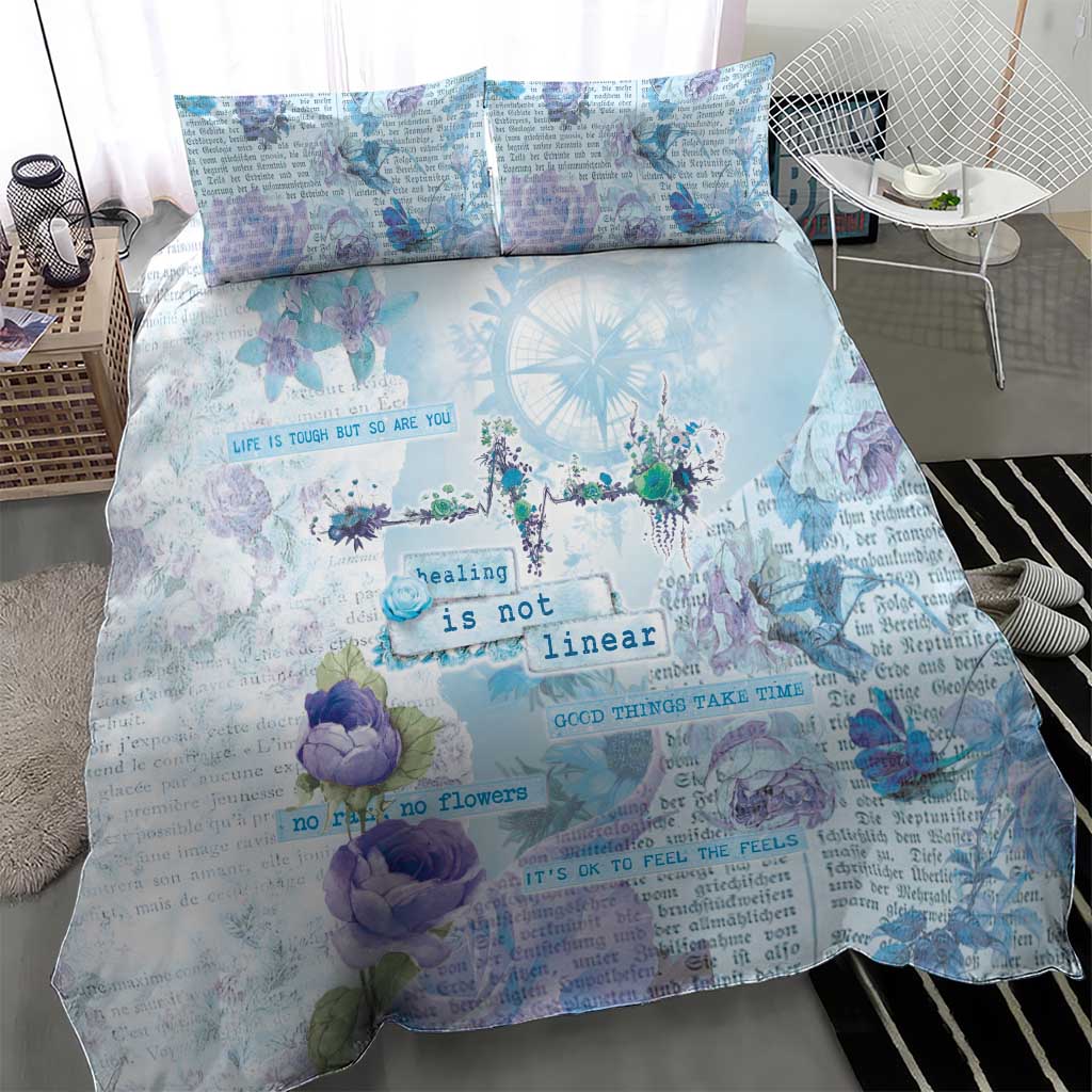 Mental Health Bedding Set Healing Is Not Linear - Wonder Print Shop