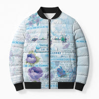 Mental Health Bomber Puffer Jacket Healing Is Not Linear - Wonder Print Shop