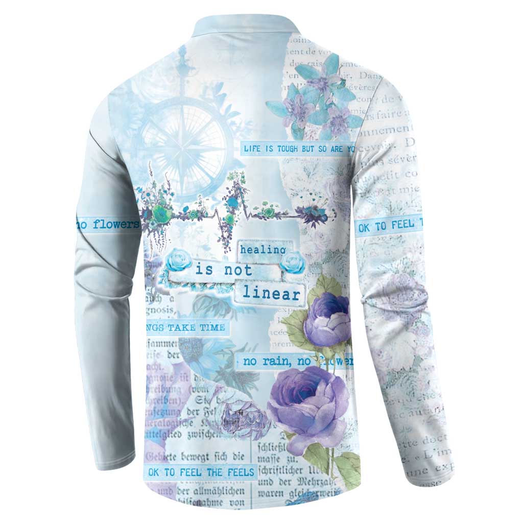 Mental Health Button Sweatshirt Healing Is Not Linear - Wonder Print Shop