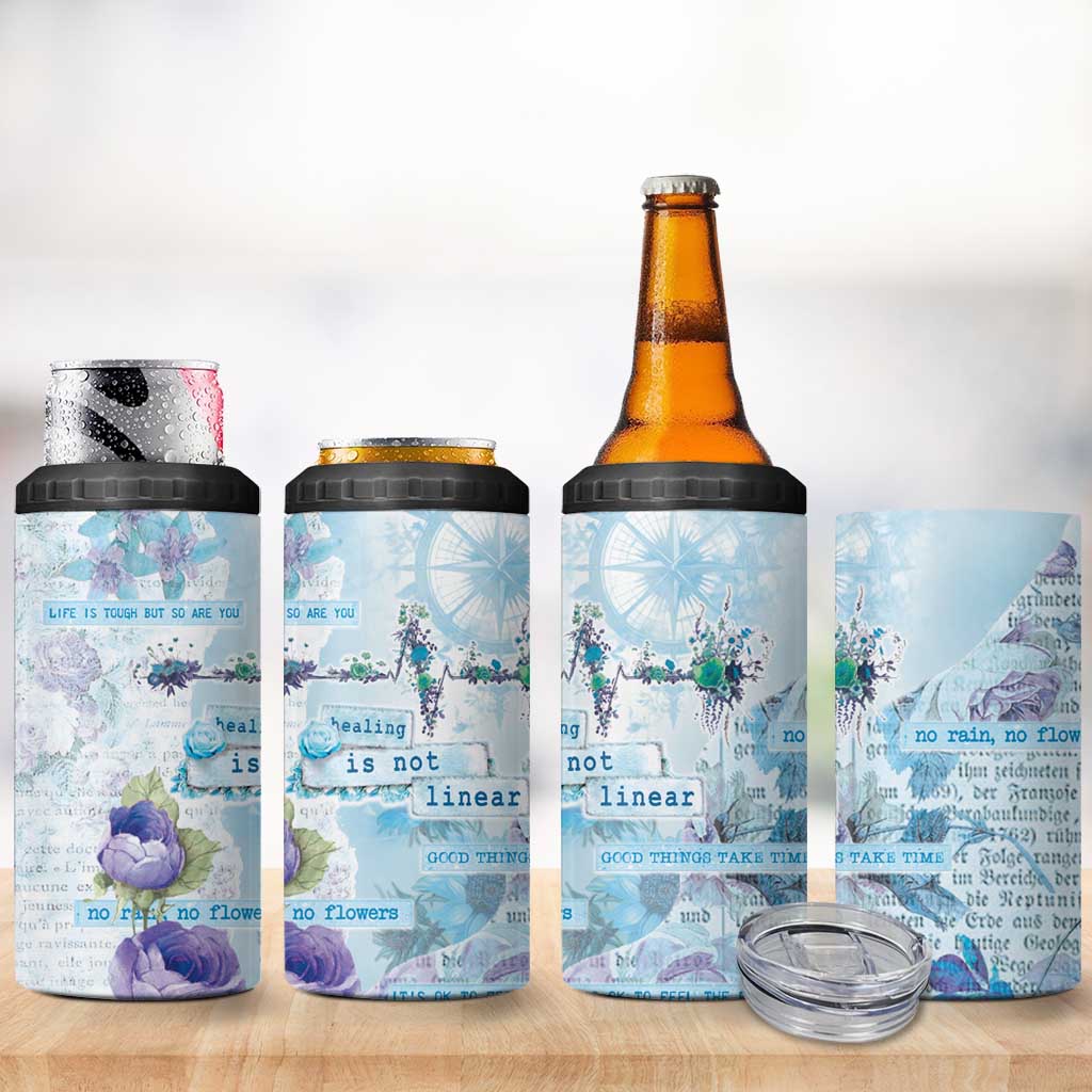 Mental Health 4 in 1 Can Cooler Tumbler Healing Is Not Linear - Wonder Print Shop