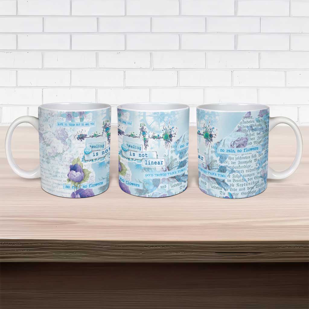Mental Health Ceramic Mug Healing Is Not Linear - Wonder Print Shop