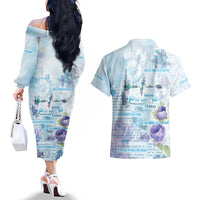Mental Health Couples Matching Off The Shoulder Long Sleeve Dress and Hawaiian Shirt Healing Is Not Linear - Wonder Print Shop