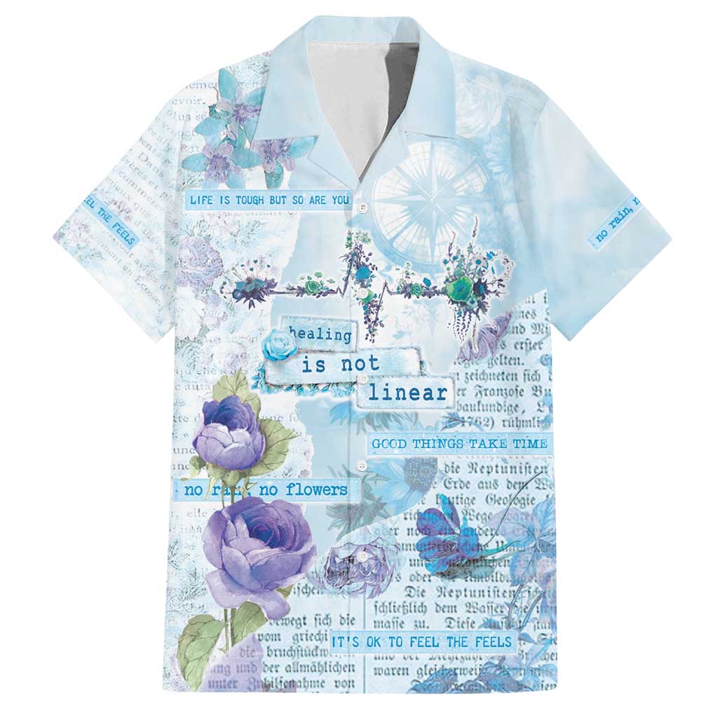 Mental Health Family Matching Off Shoulder Short Dress and Hawaiian Shirt Healing Is Not Linear - Wonder Print Shop