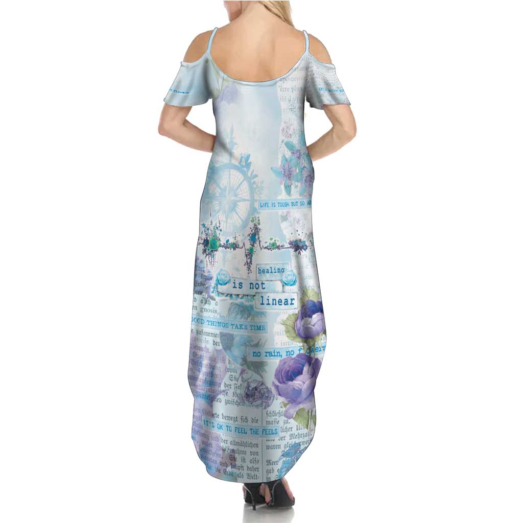 Mental Health Family Matching Summer Maxi Dress and Hawaiian Shirt Healing Is Not Linear - Wonder Print Shop