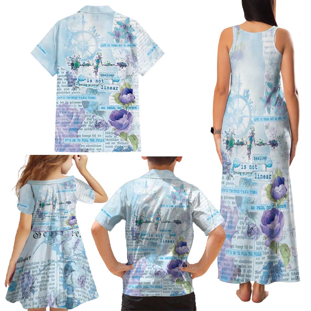 Mental Health Family Matching Tank Maxi Dress and Hawaiian Shirt Healing Is Not Linear - Wonder Print Shop