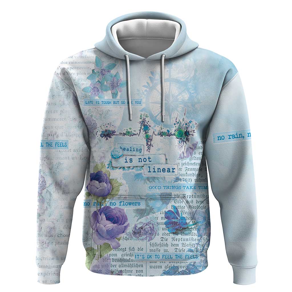 Mental Health Hoodie Healing Is Not Linear - Wonder Print Shop