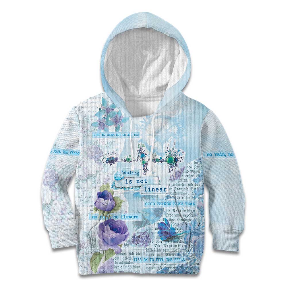 Mental Health Kid Hoodie Healing Is Not Linear - Wonder Print Shop