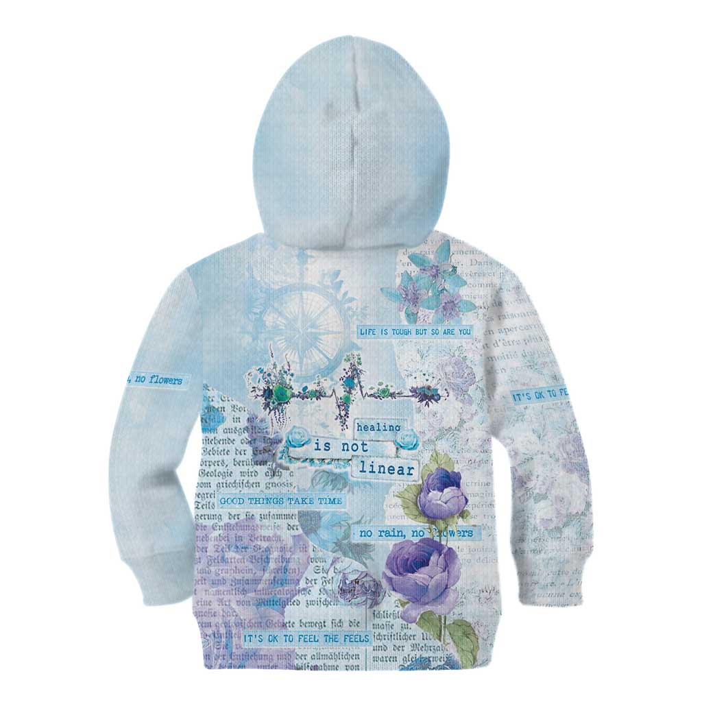 Mental Health Kid Hoodie Healing Is Not Linear - Wonder Print Shop