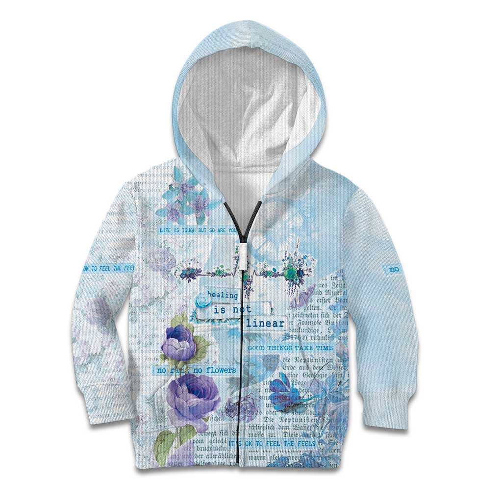 Mental Health Kid Hoodie Healing Is Not Linear - Wonder Print Shop