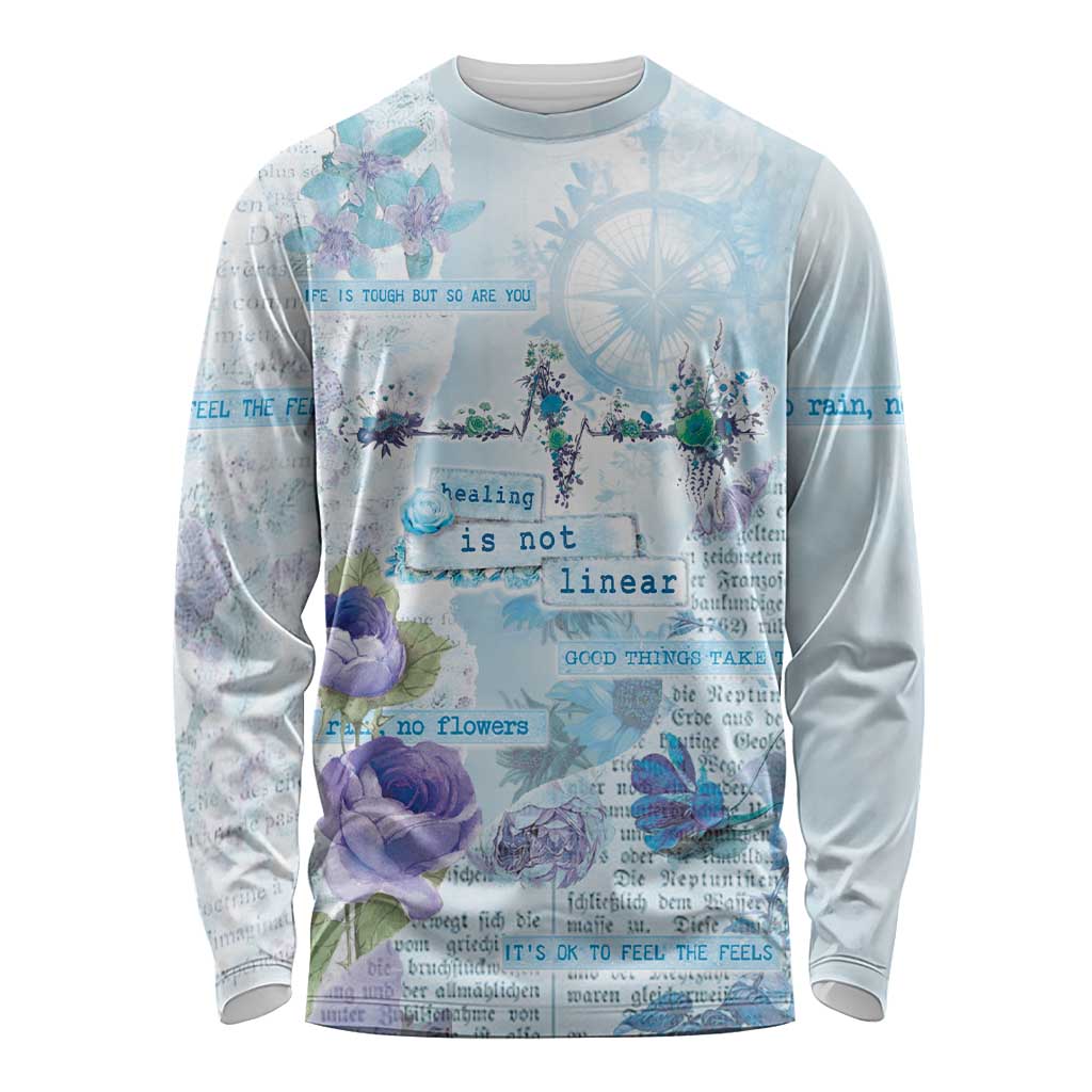 Mental Health Long Sleeve Shirt Healing Is Not Linear - Wonder Print Shop