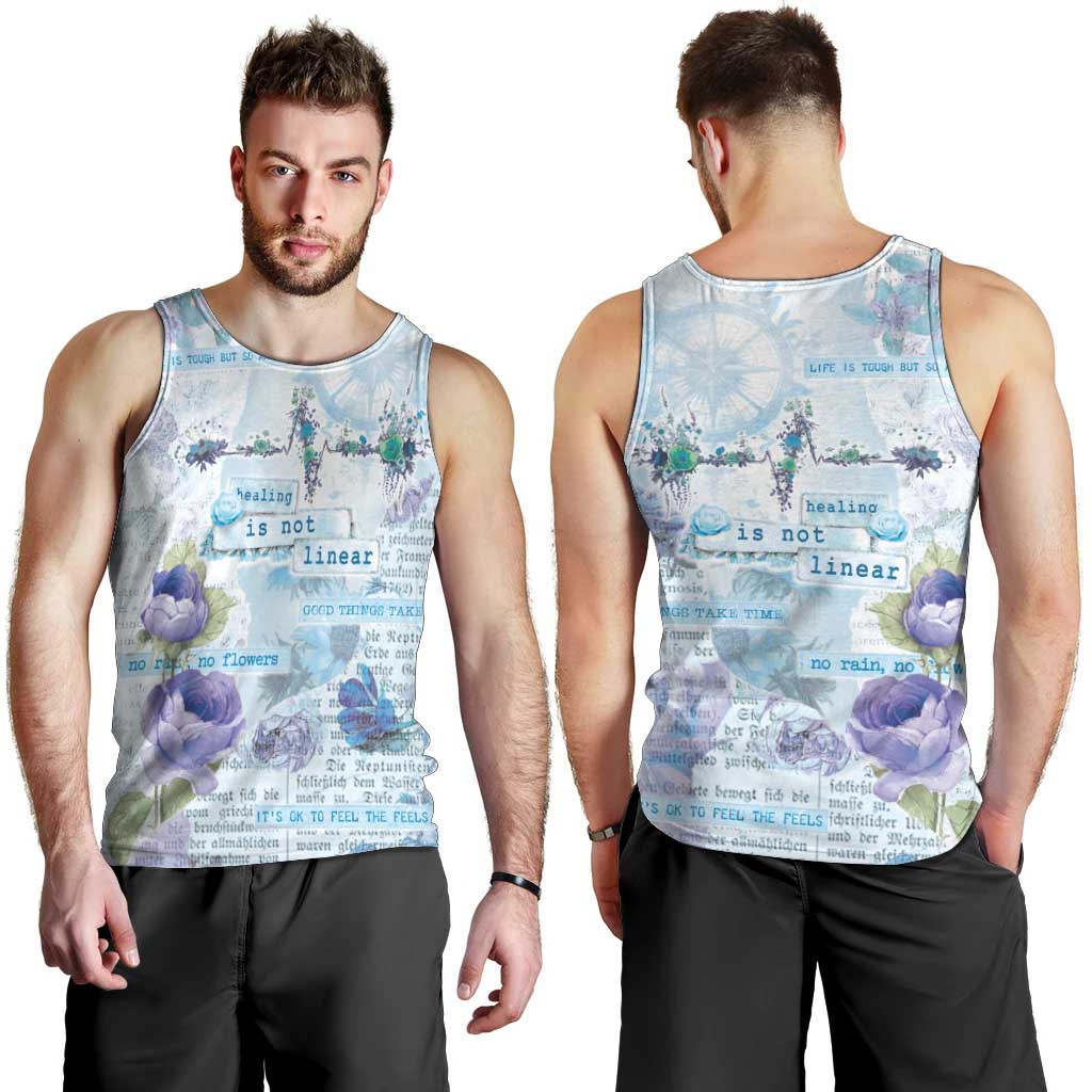 Mental Health Men Tank Top Healing Is Not Linear - Wonder Print Shop