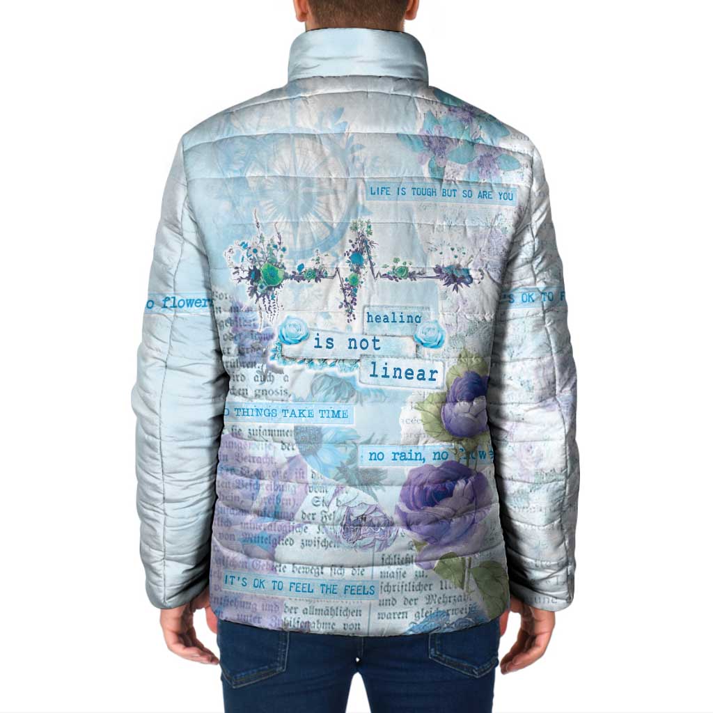 Mental Health Padded Jacket Healing Is Not Linear - Wonder Print Shop